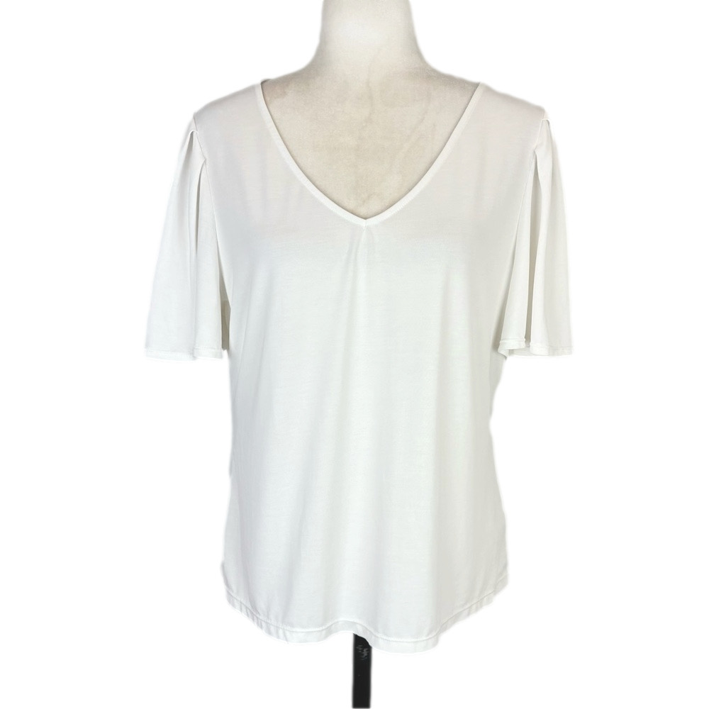 Ivory white flounce sleeve t-shirt